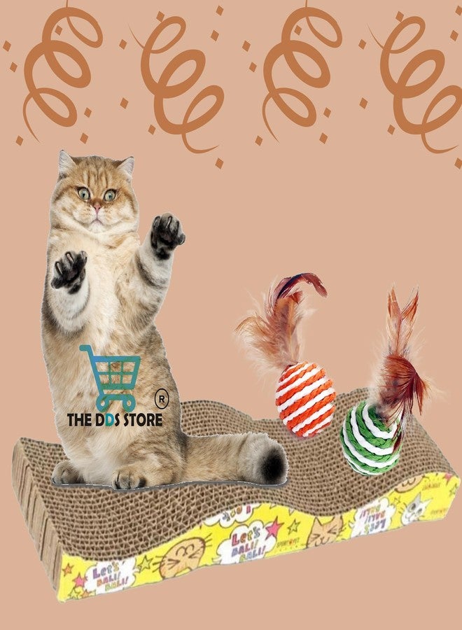 THE DDS STORE 3 Pcs Cat Toy Combo Interactive Ball Cat Scratch Sisal Ball and Kitten Scratching Post Cat Scratcher (Color May Vary) - Image 1